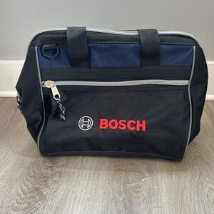 Bosch Medium Canvas Tool Carrying Bag 15"x11"x10" Black Blue Zipper Expandable